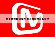 外汇申报如何操作-外汇申报是什么意思