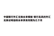 中国银行外汇兑换水单模板-银行出具的外汇兑换证明俗称水单其有效期为几个月