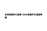 全球各国外汇储备-2020各国外汇储备数据