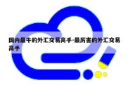 国内最牛的外汇交易高手-最厉害的外汇交易高手