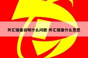 外汇储备说明什么问题-外汇储备什么意思