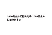 1000美金外汇能做几手-1000美金外汇能挣到多少