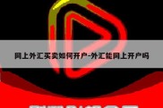 网上外汇买卖如何开户-外汇能网上开户吗