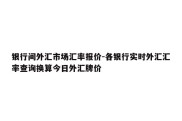 银行间外汇市场汇率报价-各银行实时外汇汇率查询换算今日外汇牌价