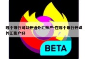 哪个银行可以开通外汇账户-在哪个银行开设外汇账户好