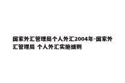 国家外汇管理局个人外汇2004年-国家外汇管理局 个人外汇实施细则