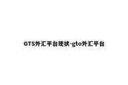 GTS外汇平台现状-gto外汇平台