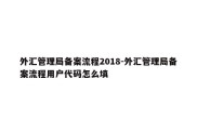 外汇管理局备案流程2018-外汇管理局备案流程用户代码怎么填