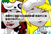 各国外汇储备2022最新数据-各国外汇储备排行榜2019