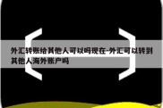 外汇转账给其他人可以吗现在-外汇可以转到其他人海外账户吗