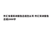 外汇交易实训报告总结怎么写-外汇实训报告总结2000字