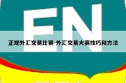 正规外汇交易比赛-外汇交易大赛技巧和方法