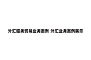 外汇服务贸易业务案例-外汇业务案例展示