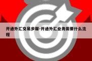 开通外汇交易步骤-开通外汇业务需要什么流程