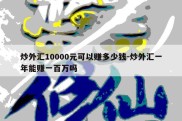 炒外汇10000元可以赚多少钱-炒外汇一年能赚一百万吗