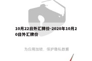 10月22日外汇牌价-2020年10月20日外汇牌价