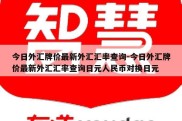 今日外汇牌价最新外汇汇率查询-今日外汇牌价最新外汇汇率查询日元人民币对换日元