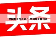 中国外汇排名第几-中国外汇排价表