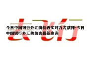 今日中国银行外汇牌价表实时九龙战神-今日中国银行外汇牌价表最新查询