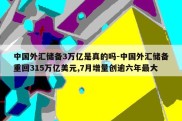 中国外汇储备3万亿是真的吗-中国外汇储备重回315万亿美元,7月增量创逾六年最大