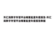 外汇局数字外管平台哪里能查年度报告-外汇局数字外管平台哪里能查年度报告数据