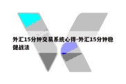 外汇15分钟交易系统心得-外汇15分钟稳健战法