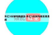 外汇5分钟均线战法-外汇5分钟均线交易系统