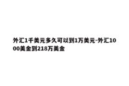 外汇1千美元多久可以到1万美元-外汇1000美金到218万美金