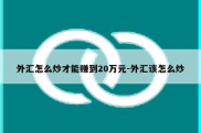 外汇怎么炒才能赚到20万元-外汇该怎么炒