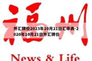 外汇牌价2023年10月21日汇率表-2020年10月21日外汇牌价