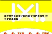 新手炒外汇需要了解的10个技巧有哪些-炒外汇新手教程