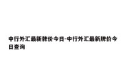 中行外汇最新牌价今日-中行外汇最新牌价今日查询