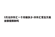 5万元炒外汇一个月赚多少-炒外汇受五万美金额度限制吗