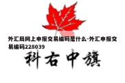 外汇局网上申报交易编码是什么-外汇申报交易编码228039