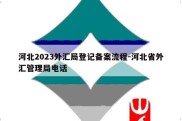 河北2023外汇局登记备案流程-河北省外汇管理局电话