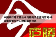 中国银行外汇牌价今日最新消息查询官网-中国银行银行外汇牌价最新价表