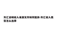 外汇说明收入来源文件如何提供-外汇收入类型怎么选择