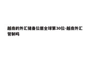 越南的外汇储备位居全球第30位-越南外汇管制吗