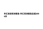 外汇投资实训报告-外汇实训报告总结2000字