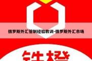 俄罗斯外汇管制经验教训-俄罗斯外汇市场