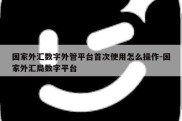 国家外汇数字外管平台首次使用怎么操作-国家外汇局数字平台