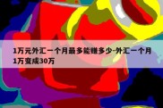 1万元外汇一个月最多能赚多少-外汇一个月1万变成30万