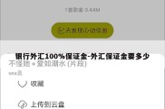 银行外汇100%保证金-外汇保证金要多少