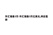 外汇储备3万-外汇储备3万亿美元,利还是弊