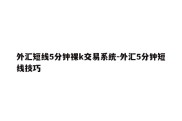 外汇短线5分钟裸k交易系统-外汇5分钟短线技巧