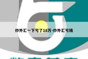 炒外汇一下亏了18万-炒外汇亏钱