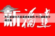 外汇被骗50万能追回本金吗-外汇被骗多少钱立案