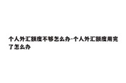 个人外汇额度不够怎么办-个人外汇额度用完了怎么办