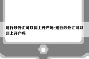 建行炒外汇可以网上开户吗-建行炒外汇可以网上开户吗