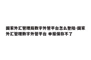 国家外汇管理局数字外管平台怎么登陆-国家外汇管理数字外管平台 申报保存不了